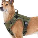 rabbitgoo Tactical Dog Harness for Large, Heavy Duty Pet Harness with Handle, No-Pull Service Vest Large Breed, Adjustable Military Dog Vest for Training Hunting Walking, Green, XL