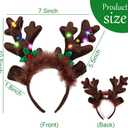 2 x LOVESTOWN Light Up Reindeer Antlers Headband, Christmas Reindeer Headband LED Plush Reindeer Headband for Christmas Party Costume