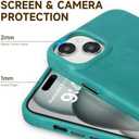 LUCKYCOIN Premium Full Grain Leather Magnetic Phone Case for iPhone 15, Compatible with MagSafe, Metal Buttons, Slim Fit Classic Leather Protective Case for Everyday Use  Green