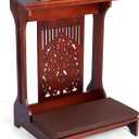 Colingmill Tree of Life Church Prayer Bench Stool Wooden Padded Kneeler with Shelf and Cushion Prayer Kneeler for Home Church Religious Gifts, 24 x 22 x 32 inches(Walnut Color)
