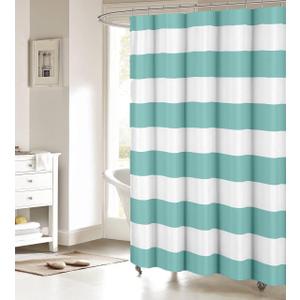 Aqua Stripe Shower Curtain for Bathroom, Waterprrof Polyester Fabric Shower Curtains Teal Blue Decorative Curtains for Bathroom Curtain Sets with Hooks Extra Long, 6F×6F