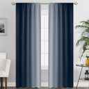 SimpleHome Ombre Room Darkening Curtains for Living Room, Rod Pocket Light Blocking Gradient Navy Blue to Greyish White Thermal Insulated Window Drapes for Bedroom, 2 Panels, 52x90 inches Length