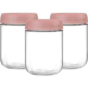 NETANY 3-pack 16oz Glass jars with Airtight Lids, Overnight Oats Containers with Lids, Wide mouth Mason Salad jars, Glass Food Storage Containers for Snacks Yogurt Spice Sugar