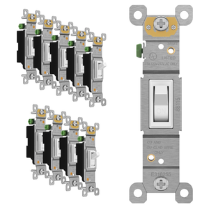 ENERLITES Toggle Light Switch, Single Pole, 15A 120-277V, Grounding Screw, Residential Grade, UL Listed, 88115-W-10PCS, White (10 Pack), 10 Count