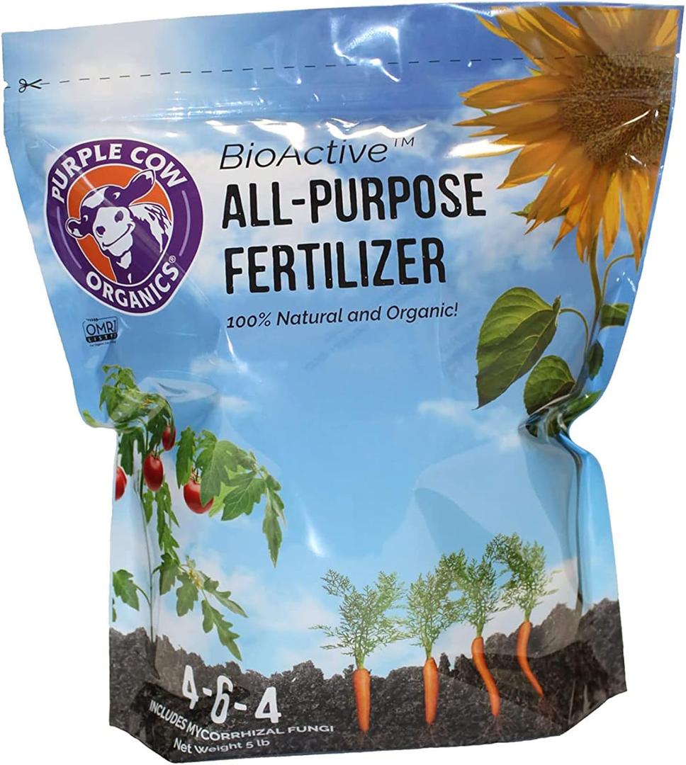 Natural BioActive All-Purpose Fertilizer with mycorrhizal Fungi, 5 Pound Bag, Food for Gardens, Raised beds, Landscape Vegetation and Indoor Plants