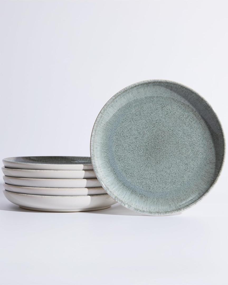 Pokini Ceramic Plates, 8.0 Inch Round Stoneware Salad Plates Use for Dessert, Salad, Appetizer, Microwave and Dishwasher Safe, Scratch Resistant Small Dinner Plates of 6