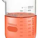 Heavy Duty Glass Beaker Set, Thick-Walled 3.3 Borosilicate Glass Beakers, with Double Scale Printed Graduation, Vol.1000ml, HBKG1000A1