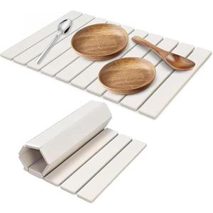 Large Stone Dish Drying Mats for Kitchen Counter, 24"(L)16"(W) Quick Dry Collapsible Dish Drying Mat, Eco-Friendly Absorbent Diatomaceous Earth Mats for Dishes Bottles Cups, Match Any Countertop