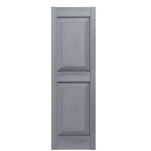 14.75 in. x 59 in. Raised Panel Vinyl Exterior Shutters Pair in Paintable