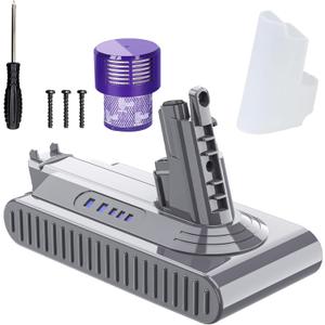 POWTREE 7000mAh 25.2V Li-ion Replacement for Dyson V10 Battery 242151 Compatible with Dyson SV12 Series Vaccum Cleaner V10 Cyclone V10 Animal V10 Absolute V10 Motorhead, with Post Filter