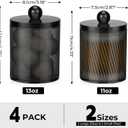 4 Pack Acrylic Qtip Holder Dispenser for Cotton Swabs, Balls, Pads, Floss Picks- Clear Acrylic Canister Apothecary Jar Set, Bathroom Essentials Accessories Decor Vanity Makeup Storage Organizer -Black