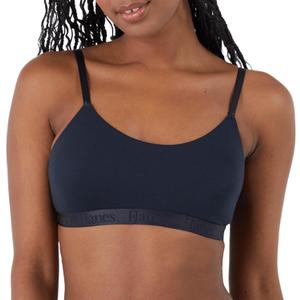 Hanes Women's Originals Supersoft String Bralette, Pullover Bra, Scoop Neckline (Medium, Black)