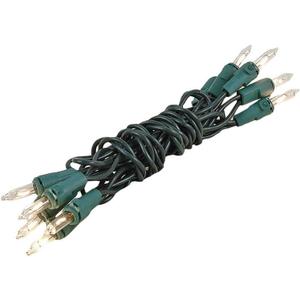 Novelty Lights 5 feet 10 Bulb Clear Mini Light String on Green Wire, Non-Connectable Incandescent Fairy Lights for Bottles and Crafts, 4" Bulb Spacing, 24" Lead, Stackable Fused Plug