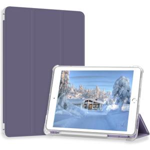Case for iPad Pro 9.7 Only(Old Model 2016), Lightweight Slim Auto Sleep/Wake Trifold Stand Smart Cover, Soft TPU Frosted Translucent Back Pencil Holder Case for iPad Pro 9.7 Inch, Gray Purple