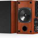 Powered Bookshelf Speakers, 30W X 2 Turntable Speakers with 4 Inch Woofer, Record Player Speakers with AUX Input for PC and TVs,Wood Grain Color for Wall Mounting (Brown)