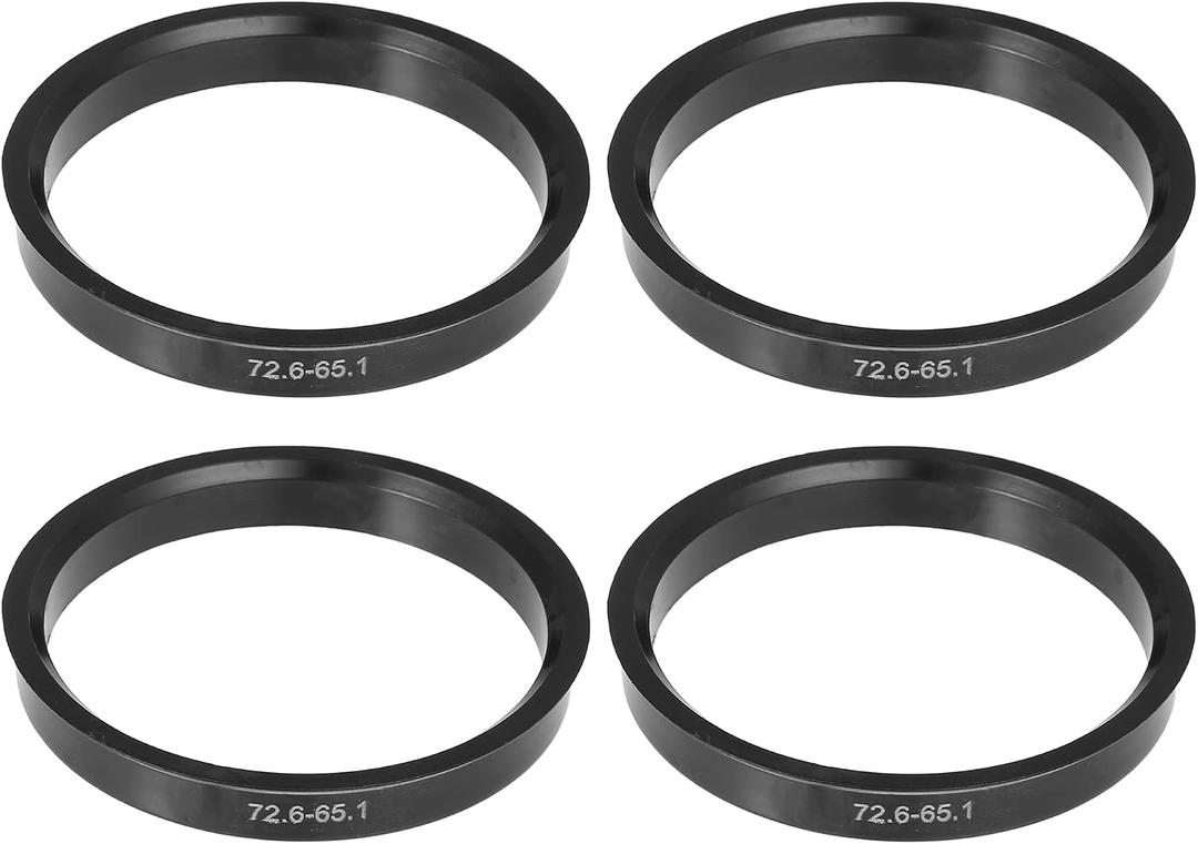 ACROPIX 72.6mm to 65.1mm Universal Car Hub Centric Rings Black - Pack of 4