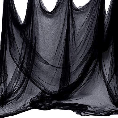 AOYOO Black Creepy Cloth 8.75 Yards x 85" with Fabric Scary Spooky Gauze Halloween Decorations for Haunted House Horror Decor Home Yard Indoor Outdoor Office Wall Vampire Zombie Theme Party Supply 2 PACK