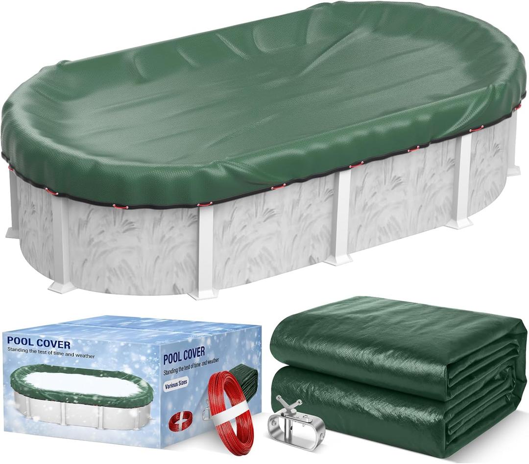 16 x 32 FT Oval Winter Pool Cover 500D Extra Thick Above Ground Pool Cover