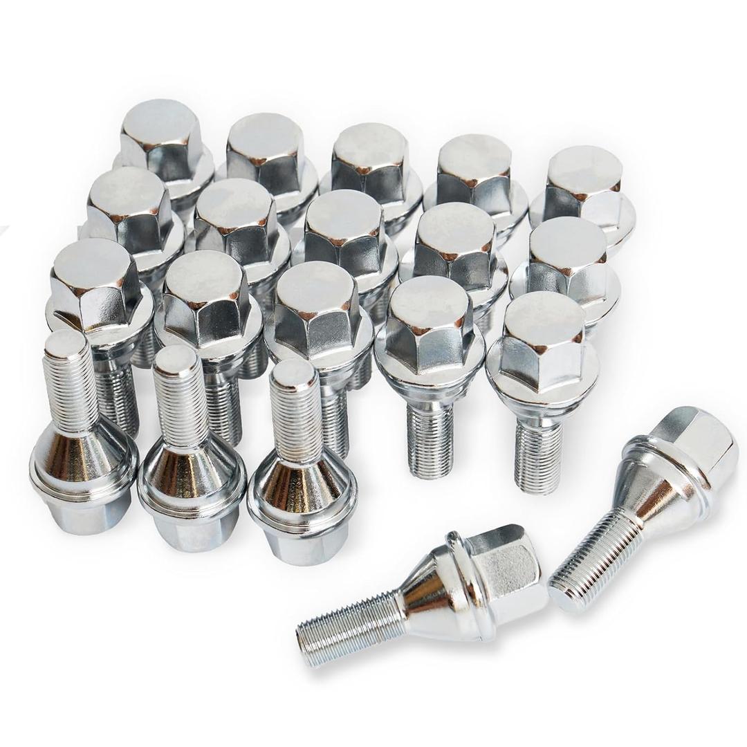 611-005 12X1.25 Wheel Lug Bolts,fit for 2013-2016 Dodge Dart, 2015-2017 Chrysler, 2015-2022 Jeep Renegade, 2018-2022 Compass, 2014-2022 Cherokee, 20 pcs 26mm Shank Studs Set Replace# 6509933AA (Chrome)