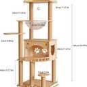 KVIDA 56.7" Solid Wood Cat Tree for Large Cats, Heavy Duty Cat Tower