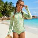GRACE KARIN Girls One Piece Swimsuits Long Sleeve Bathing Suits Swimwear Size: 5-6 Years
