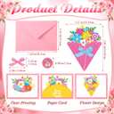 Funrous 24 Pack Mother's Day Greeting Cards Happy Mother's Day Flower Shaped Cards with Stickers Envelopes 8 Designs Flower Bouquet Craft Gift Set for Classroom Activities Party Decor