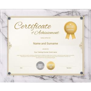 PETAFLOP Wooden Picture Frames 8.5 x 11 Marble Color Design, Certificate Award Document Plaque Wall Mounted Display, Single