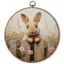 GMCDFHRQ Vintage Easter Bunny Oval Wall Decor, 8.3" x 11.6" Nature Rabbit with Butterfly on Nose Wall Art, Framed Sepia Tone Botanical Print (007)