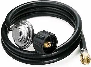 5 Feet Universal QCC1 Low Pressure Propane Regulator Grill Replacement with 5 FT Hose for Most LP Gas Grill, Heater and Fire Pit Table, 3/8 inch Female Flare Nut
