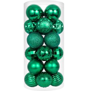 XmasExp 24ct Christmas Ball Ornaments Shatterproof Xmas Tree Hanging Balls Decorations Perfect for Holiday Wedding Christmas Decor (Malachite Green, 1.57")