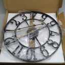 LEIKE Large Wall Clock, 16" Silent Non-Ticking, Battery Operated, Oversized, Decorative Retro Black Metal Clock for Living Room, Farmhouse, Dinner Room, Indoor, Outdoor Decor, (40cm, Black Arabic Number)