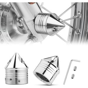 PBYMT Chrome Front Axle Nut Cover Cap CNC Aluminum Compatible for Harley Davidson Softail Touring Road King Street Glide Electra Glide Iron 883 Fat Boy 2002-2024