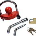 Heavy-Duty Anti-Theft Universal Trailer Hitch Lock Set, Adjustable 5/8" to 1" Latch Lock, Dual Receiver Lock for 1-7/8" to 2-5/16" Couplers