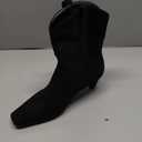 WAYDERNS Black Women's Cowboy Ankle Boots Western Low Kitten Heel Square Toe 2 Inch Short Booties Comfortable Casual Prom Party Pull on Fall Winter Shoes Size 7