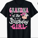 Grandma of The Birthday Girl Farm Cow 1 St Birthday Girl T-Shirt, Size L