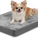 Waterproof Small Dog Bed Crate Pad 24 inch, Washable Puppy Bed Orthopedic with Removable Cover Reversible, Foam Dogs Bed, Cat Bed Kennel Pad 23" x17, Durable Anti-Slip Bottom, Gray (Grey)