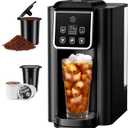 SHARDOR Single Serve Coffee Maker 2.0, Hot and Iced Coffee Machine for K Cup Pods & Ground Coffee, 6 to 14 oz Brew Sizes, 50 oz Removable Water Tank, Bold Brew Setting, Stainless Steel, Black
