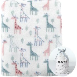 CREVENT Cute Silky Plush Baby Blanket for Girls & Boys Infants Toddlers Newborns Crib Cot Stroller, Giftable Suitable for All Season - Ivory Giraffe