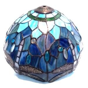 Small Tiffany Lamp Stained Glass Table Lamp Uplight Accent Lamp with Metal Leaf Base Yellow Purple Rose Style Desk Light 8X19 Inch for Home Office Living Room Bedroom