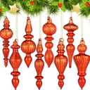 Mifoci 8 Pcs 6 Inch Mercury Glass Finial Christmas Ornaments Hanging Christmas Finials Glass Ornaments Assorted Mercury Decor for Vintage Holiday Xmas Tree Decoration , Copper Orange 