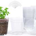 homenote Clear Nursery Pots for Plants,6.7 Inch Plant Pot for Planting Plastic Seedling with Drainage Holes Seed Starter Flower High Transparency with 20 Labels (15 Pack)