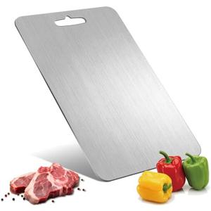 Titanium Cutting Board - 100% Pure Titanium Cutting Boards for Kitchen Double Sided Non Toxic Titanware for Meat/Vegetables, Hygiene Durable Dishwasher Safe Metal Chopping Board Extra Large