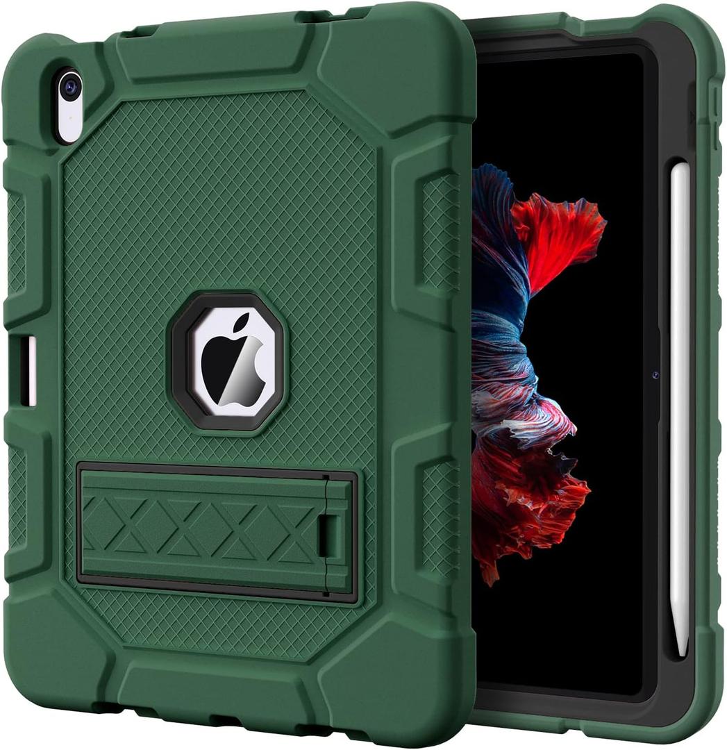 Case for iPad (A16) 11th Generation 11 Inch 2025 / iPad 10th Generation 10.9 Inch 2022, [Built-in Pencil Holder] Heavy Duty Shockproof Rugged Protective Case, Alpine Green2