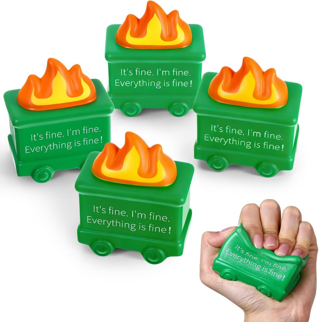 Shappy 4 Pcs Dumpster Stress Relief Balls Dumpster Anxiety Relief Gift PU Stress Balls for Adults Therapy Fidget Appreciation Gifts for Office Coworker(Green,Simple Style)