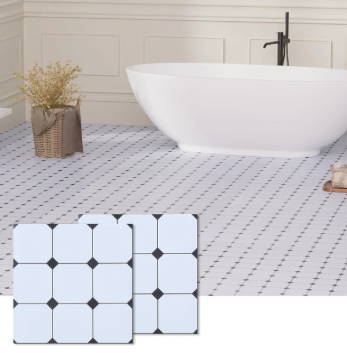 Peel and Stick Floor Tile, 30-Pack 12" x 12" Vinyl Flooring, Waterproof Self-Adhesive Luxury Vinyl Tiles, Easy DIY for Bathroom, Kitchen, Dinning Room, Cover 30 Sq. Checkered Marble