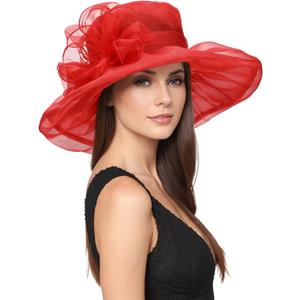 Zando 2026 Kentucky Hats Derby for Women Elegant Tea Party Hats Organza Victorian Church Wedding Fascinator Hat, One Size