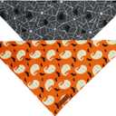 Realeaf Halloween Dog Bandanas 2 Pack, Reversible Orange Gray Pet Scarf for Boy and Girl, Premium Durable Fabric, Holiday Bandana for Small Medium Large and Extra Large Dogs (Halloween, X-Large)