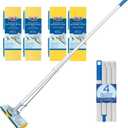 LOLA Squeezematic Butterfly Automatic Sponge Mop, 4 Mop Heads - 2 Foam w/ Cellulose Layer & 2 All Foam, 9" Head w/ Scuff Remover