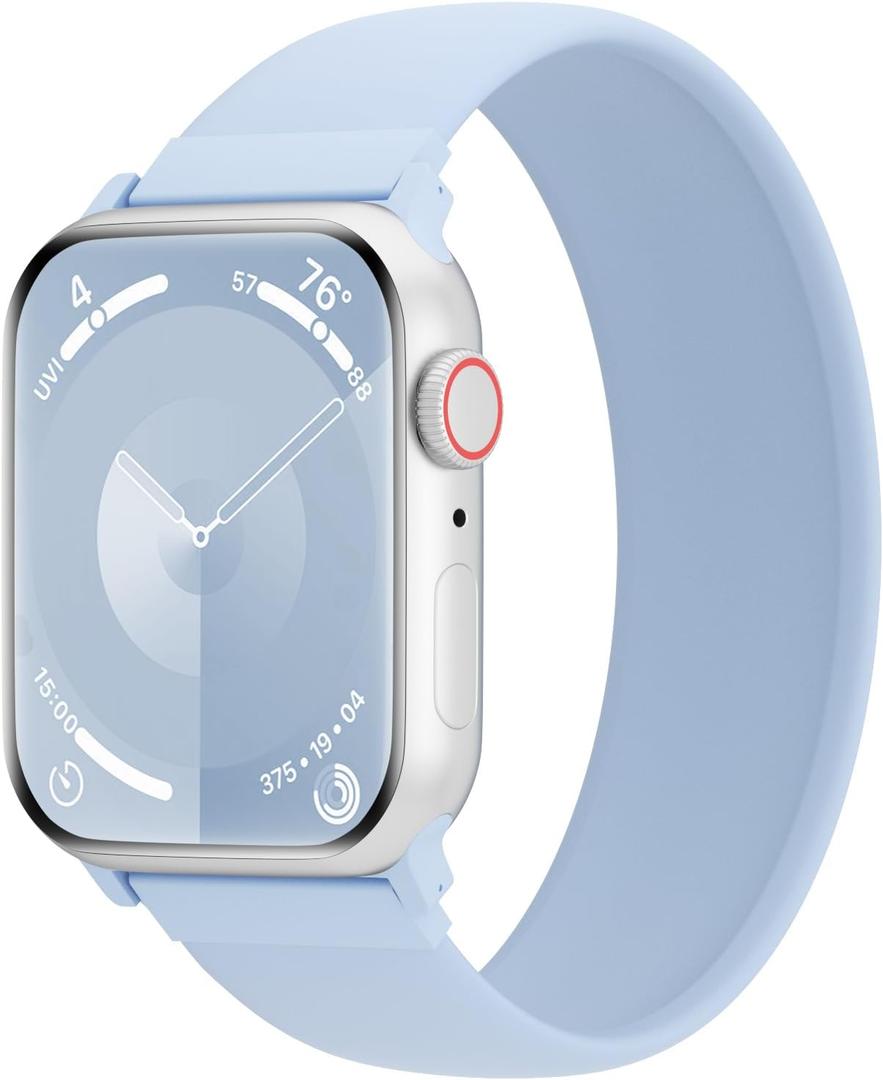 Silicone Solo Loop Bands Compatible with Watch Band 38mm 40mm 41mm 42mm 44mm 45mm 46mm 49mm, Sport Stretchy Strap Soft Replacement Wristband for iWatch Ultra 3 2 1 Series 11 10 9 8 SE 7 6 5 4