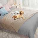 Ameritex Waterproof Blanket Reversible Dog Bed Cover Pet Blanket for Furniture Bed Couch Sofa (52x82 Inch (Pack of 1), Beige)